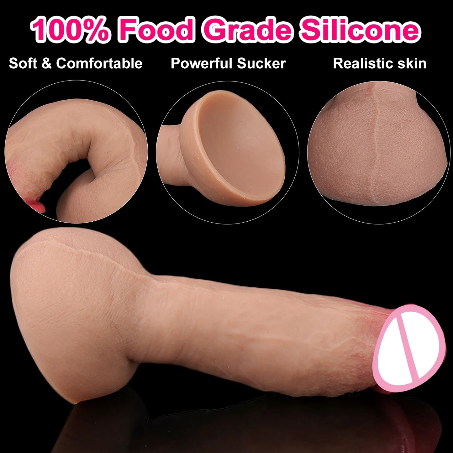 Big Sucker Flesh Realistic Thick Soft Dildo Vaginal Masturbators Silicone Dick Suction Cup Penis Anal Plug Sex Toy for Men Women