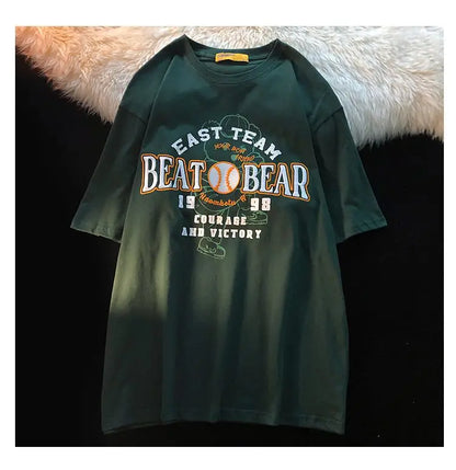 Little bear Short sleeved t-shirt women summer 2024 new Korean version loose student top ins women clothing vintage y2k top