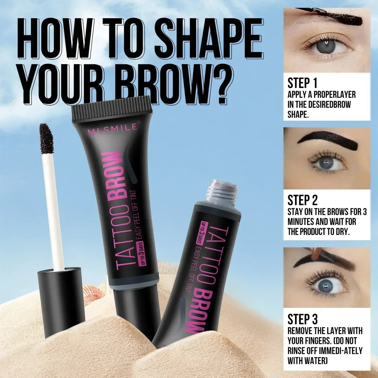 Semi-Permanent Peel Off Dye Eyebrow Cream Waterproof Eye Brow Tattoo Tint 3 Day Long Lasting Tearing Eyebrow Gel Makeup Cosmetic