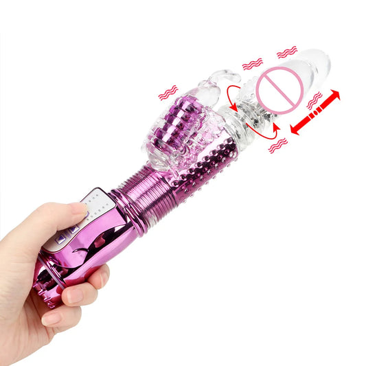 25cm Automatic Stretch Rotate Vibrators For Women Clitoris Stimulator Vaginal Anal Plug Big Dildos Female Masturbator Sex Toys