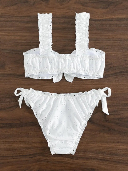 Schiffy Knot Front Tie Side Bikinis 2024 White Swimsuit Women Swimwear Female Sexy Bathers Bathing Swimming Swim Suit Beachwear