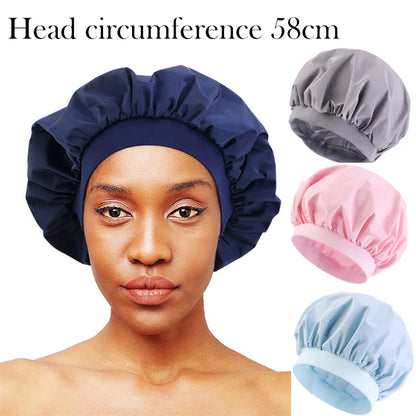 Women Waterproof Bath Hat Elastic Shower Hair Covers Bathing Caps Beanie Beauty Perm Cap Dustproof Hair Cap Bathroom Accessories