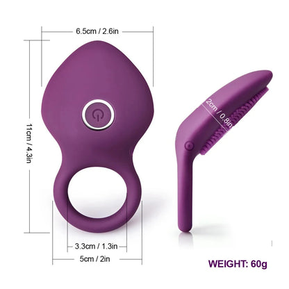 Clitoris Stimulator Penis Ring Vibrating G-Spot Delay Lick Vagina Orgasm Lock Fine Vibrating Cock Ring Sex Toys For Couple Rings