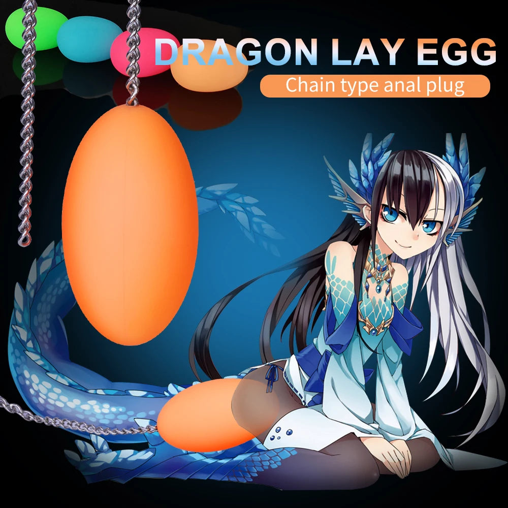 Huge Dragon Eggs Butt Plug Night Glowing Anal Pull Beads Oviposition Trainer Lay-Eggs Vaginal/Prostate Birth Experience Sex Toys