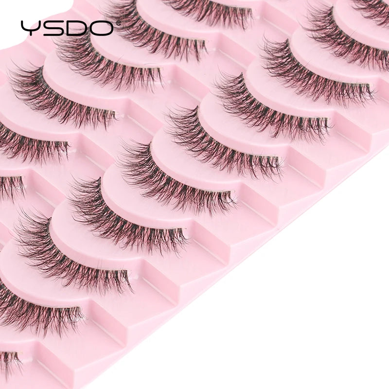 YSDO Natural False Eyelashes 3/6/10 Pairs Wispy Faux 3D Mink Lashes Reusable Fluffy Cat Fake Lashes Extension Makeup Tool Cílios