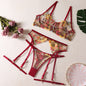 Ellolace Lingerie Sensual Lace Underwear Transparent Embroidery 3-Piece Garters