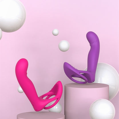 Doppelschichtiger Prostatamassager mit Spermienverschluss für Männer und Frauen, Hufeisenring mit Doppelstecker und Fernbedienung