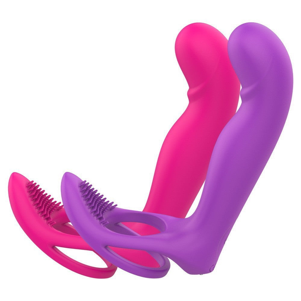Masajeador de próstata con bloqueo de esperma de doble capa para hombres y mujeres, anillo de herradura de doble enchufe con Control remoto